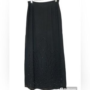 Long black beaded elegant skirt size 8